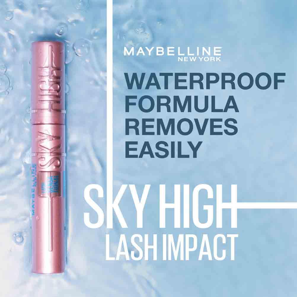 Maybelline New York Lash Sensational Sky High Mascara, Volumising & Lengthening Mascara, Washable Flake-Free Formula Infused with Bamboo Extract & Fibres, 7.2 ml, Shade: 01, Very Black