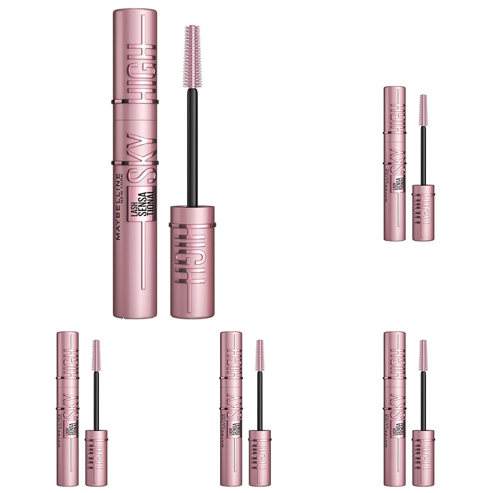 Maybelline New York Lash Sensational Sky High Mascara, Volumising & Lengthening Mascara, Washable Flake-Free Formula Infused with Bamboo Extract & Fibres, 7.2 ml, Shade: 01, Very Black