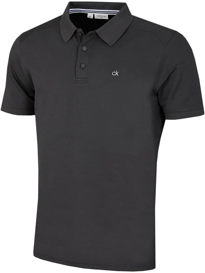 Calvin Klein Mens 2025 Campus 3 Button Ribbed Collar Golf Polo Shirt