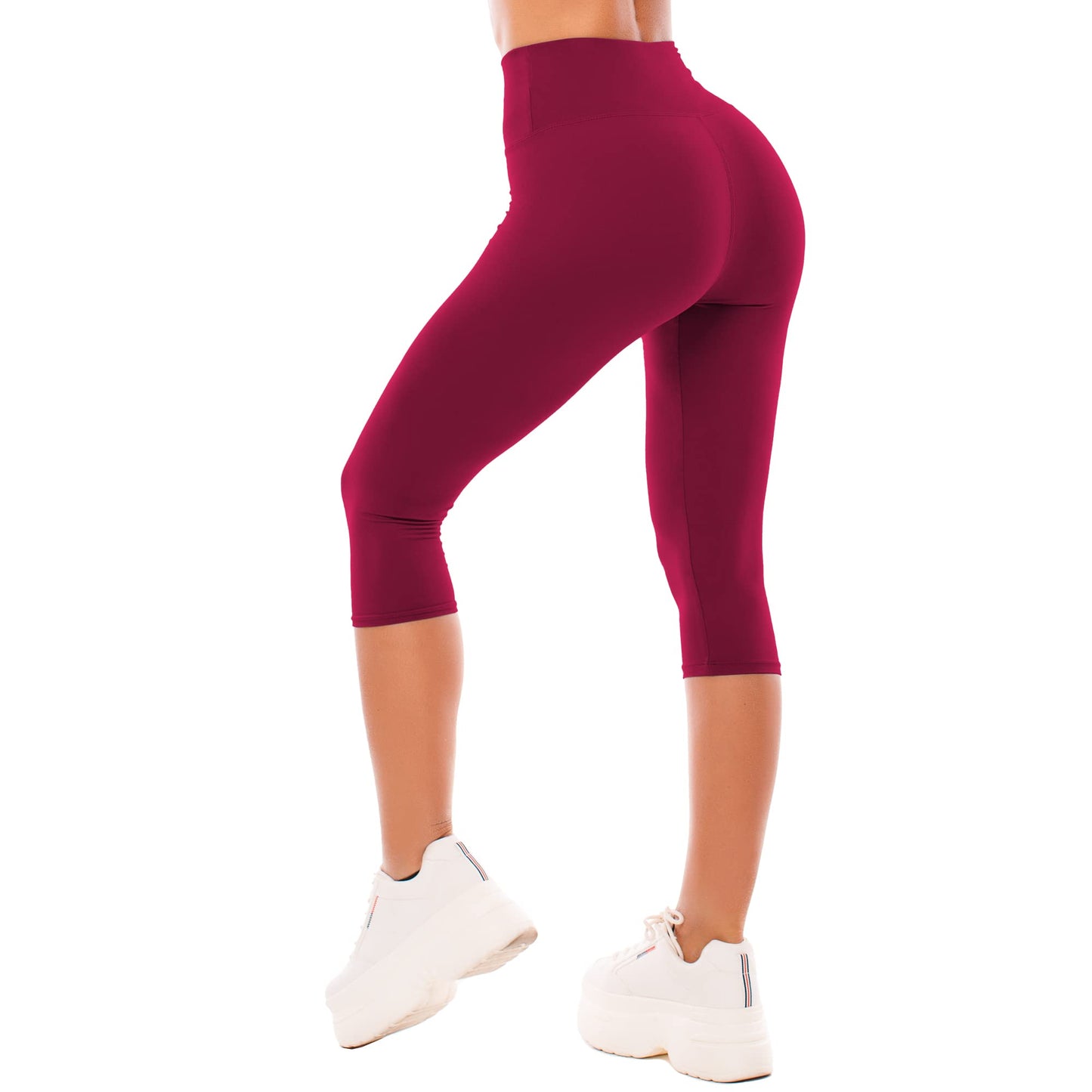 SINOPHANT High Waisted Capri 3/4 Length Leggings for Women, Buttery Soft Elastic Opaque Tummy Control Leggings, Cropped Trousers for Workout Gym Yoga