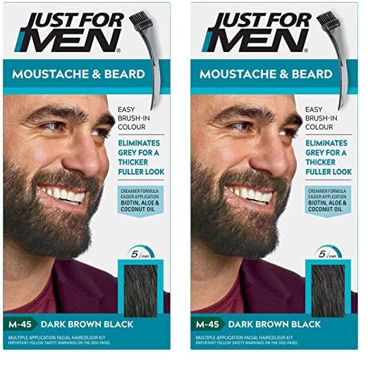 Just for men Moustache & Beard Dark Brown Dye, Eliminates Grey for a Thicker & Fuller Look � M45