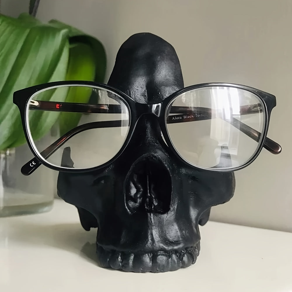 Gothic Skull Glasses Holder | Skull Statue Eyewear Stand Decor