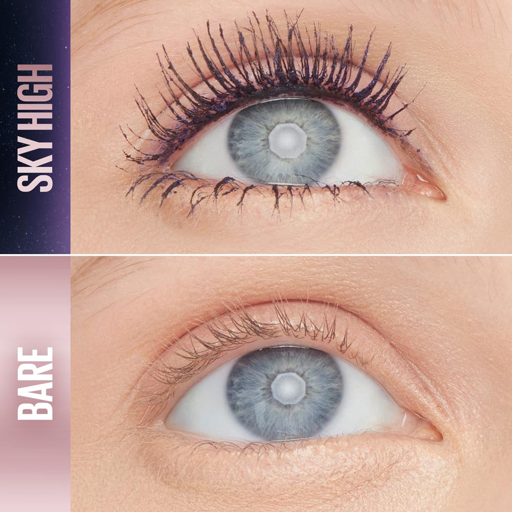 Maybelline New York Lash Sensational Sky High Mascara, Volumising & Lengthening Mascara, Washable Flake-Free Formula Infused with Bamboo Extract & Fibres, 7.2 ml, Shade: 01, Very Black