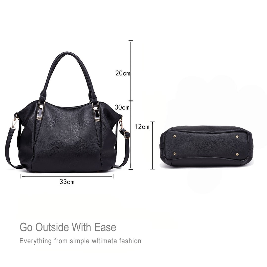 Miss Lulu Women Tote Bag, Soft PU Leather Shoulder Bag, Fashion Large Handbag for Working Ladies, Simple Elegant for Office Travel School Library Shopping