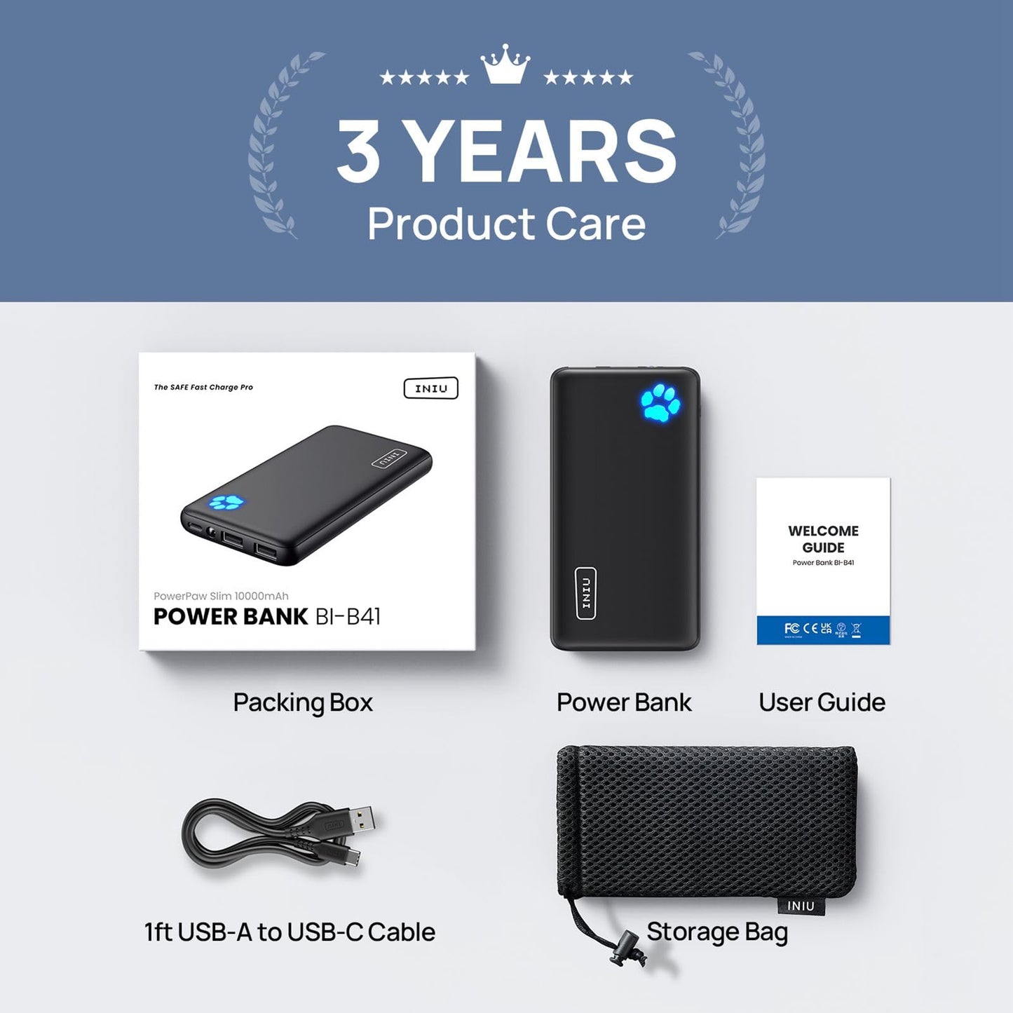 INIU Power Bank, Portable Charger 10000mAh Slimmest & Lightest High-Speed USB C Input & Output, PowerBank Triple 3A Phone Battery Pack for iPhone 16 15 14 13 Plus Pro Max Mini Samsung Xiaomi iPad