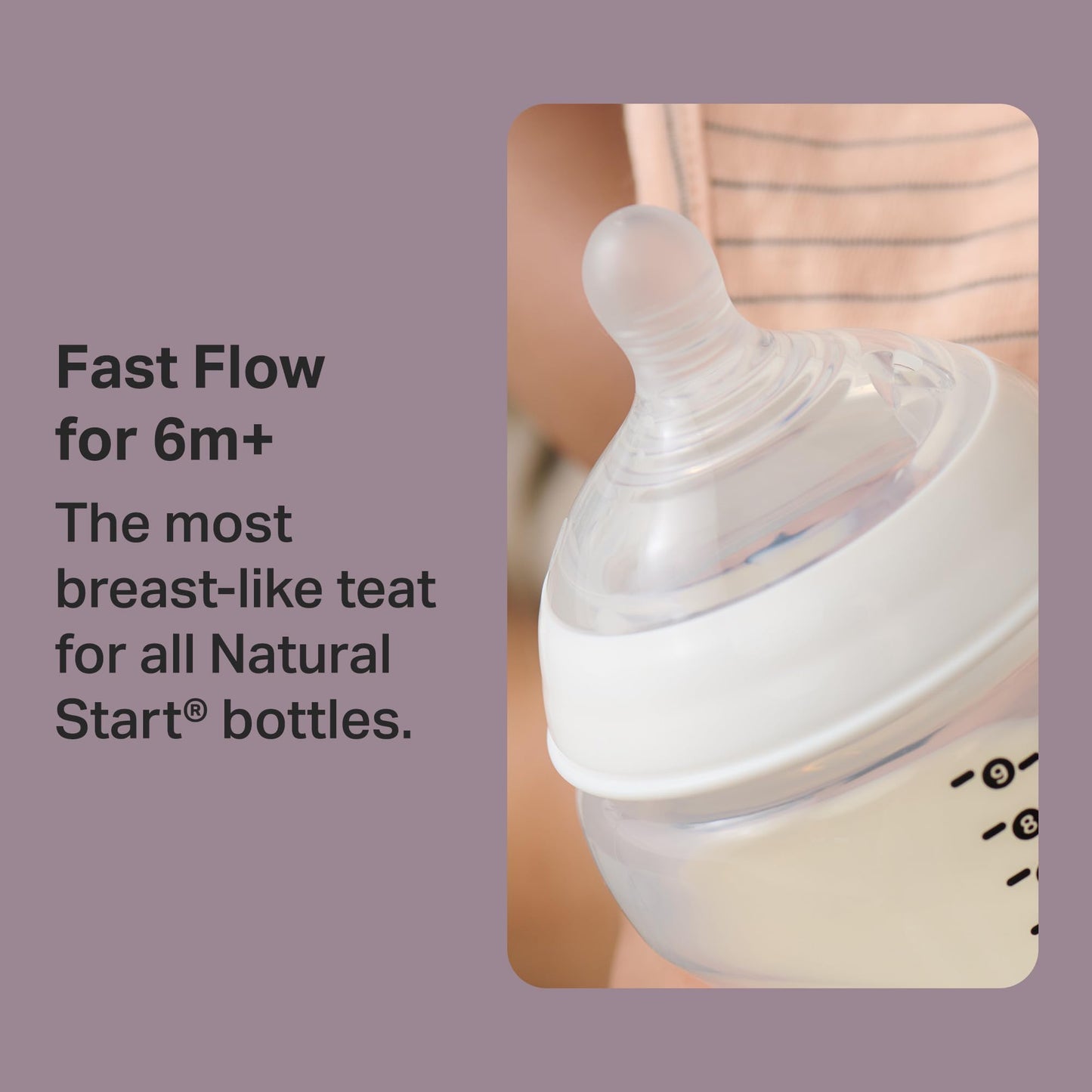 Tommee Tippee Natural Start Baby Bottle Teats, Fast Flow for 6m+, Pack of 2 Breast-Like Teats for a Natural Latch, with Anti-Colic Valve and BPA Free Soft Silicone