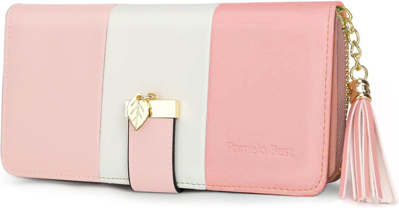 Pomelo Best Womens Wallet RFID Blocking Large Capacity Long Purse with Multiple Card Slots Zipper Phone Coin Pocket