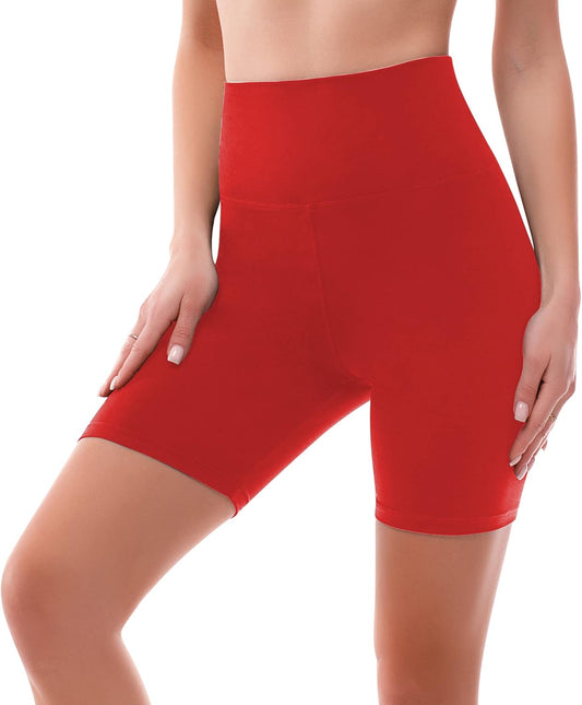 SINOPHANT High Waisted Cycling Shorts Women - Tummy Control Buttery Soft Biker Yoga Running Gym Black Workout Athletic Shorts