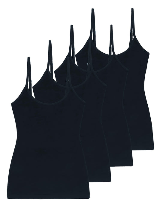 Comfneat Women's 4-Pack Slim-Fit Camisoles Adjustable Spaghetti Strap Cotton Top Undershirt