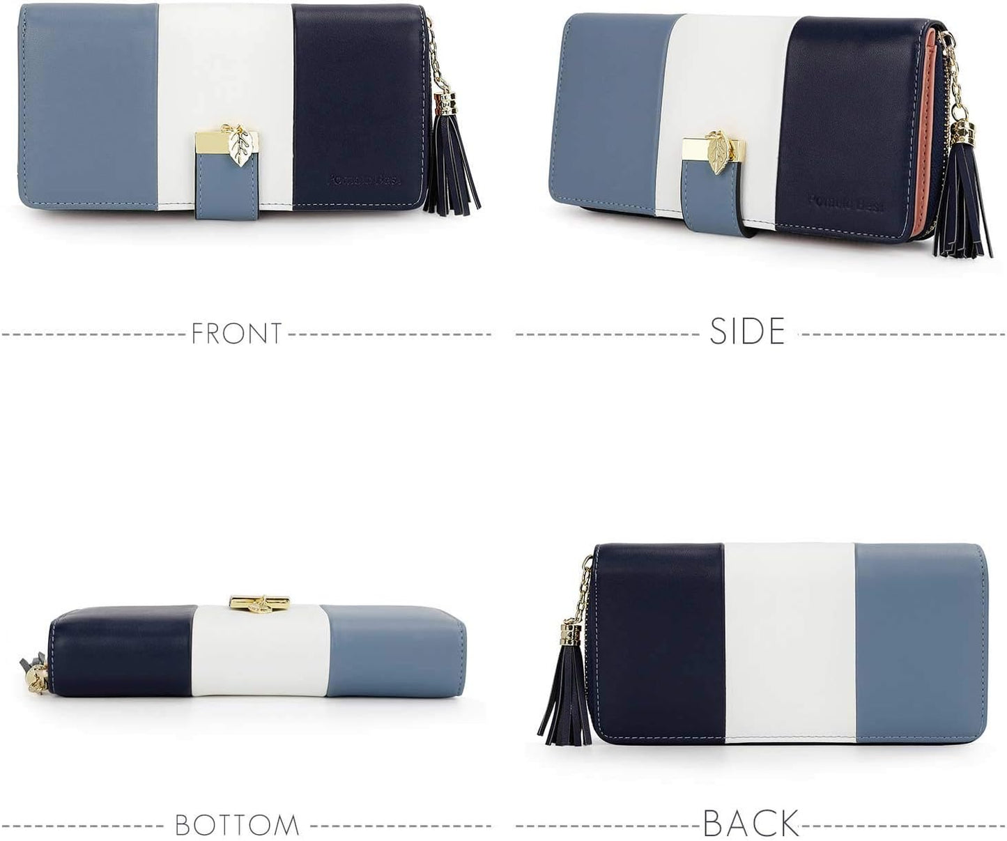 Pomelo Best Womens Wallet RFID Blocking Large Capacity Long Purse with Multiple Card Slots Zipper Phone Coin Pocket