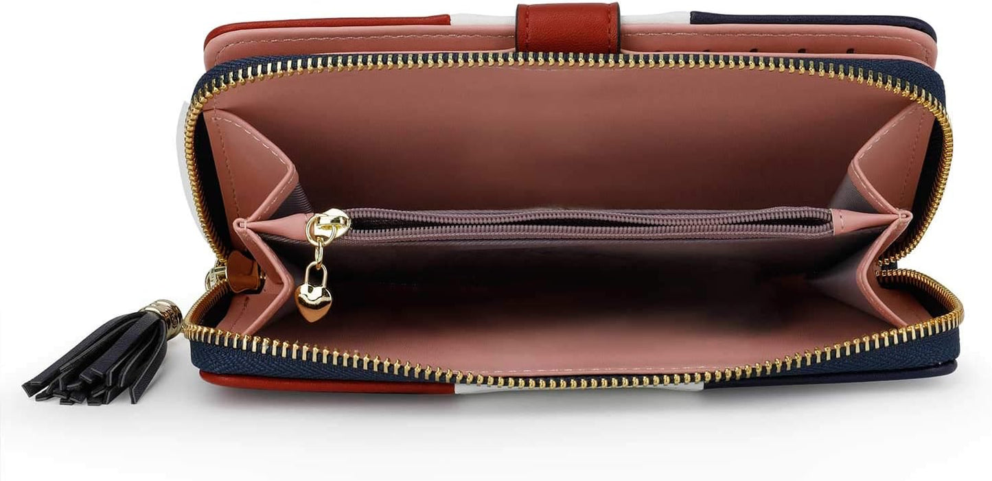 Pomelo Best Womens Wallet RFID Blocking Large Capacity Long Purse with Multiple Card Slots Zipper Phone Coin Pocket