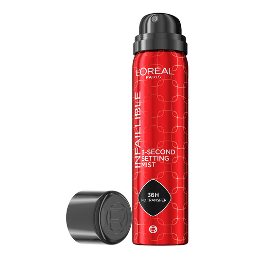 L'Oréal Paris Setting Spray, Infallible 3-Second Makeup Setting Spray Mist for Face, Up To 36 Hour Makeup Wear, Fixing Spray, Waterproof and Sweatproof, Transfer-proof and Non-sticky 75ml