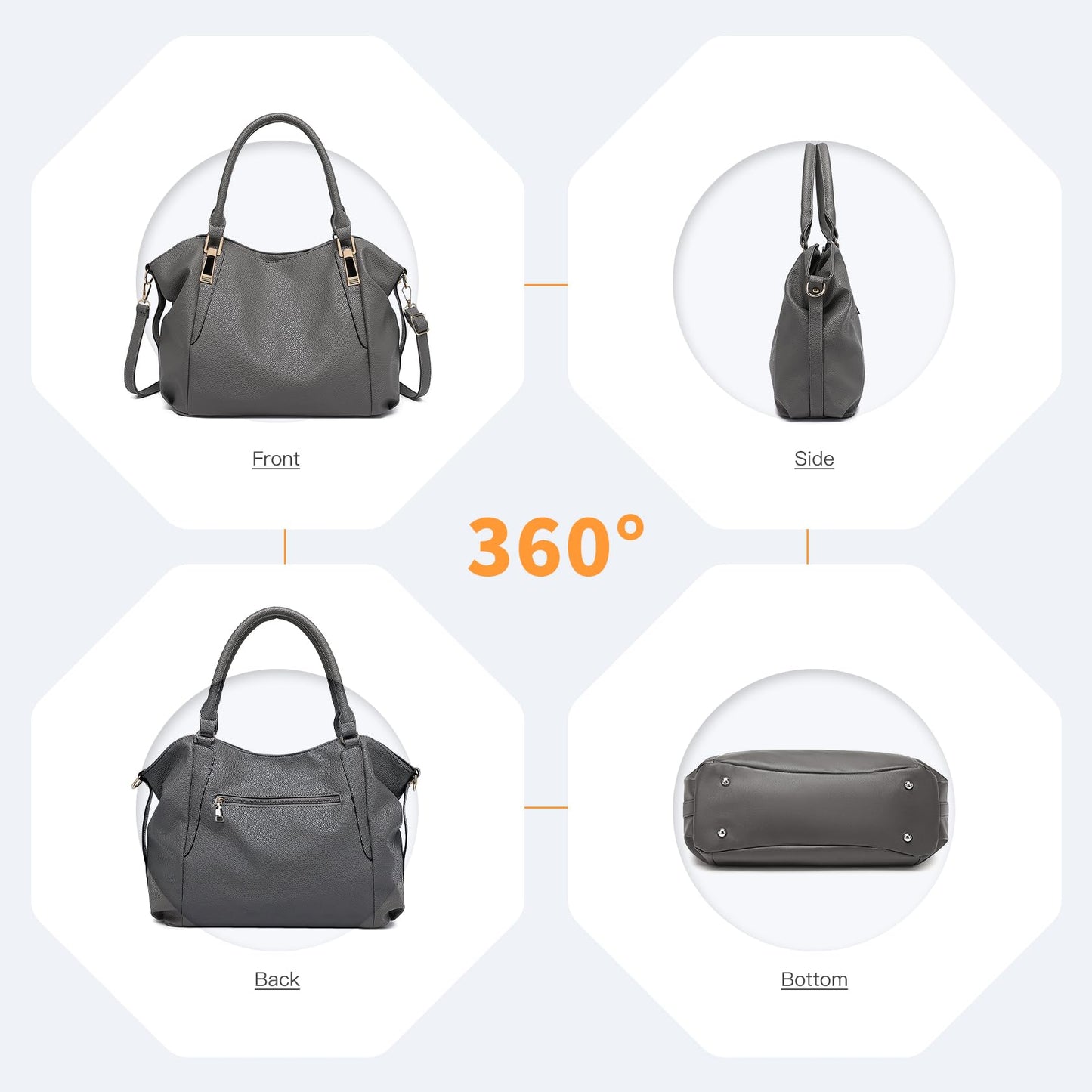 Miss Lulu Women Tote Bag, Soft PU Leather Shoulder Bag, Fashion Large Handbag for Working Ladies, Simple Elegant for Office Travel School Library Shopping