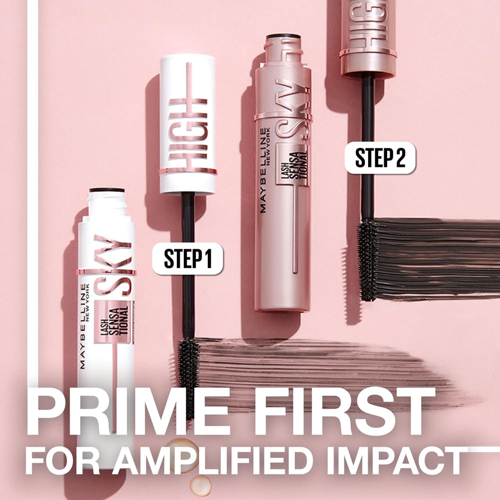 Maybelline New York Lash Sensational Sky High Mascara, Volumising & Lengthening Mascara, Washable Flake-Free Formula Infused with Bamboo Extract & Fibres, 7.2 ml, Shade: 01, Very Black