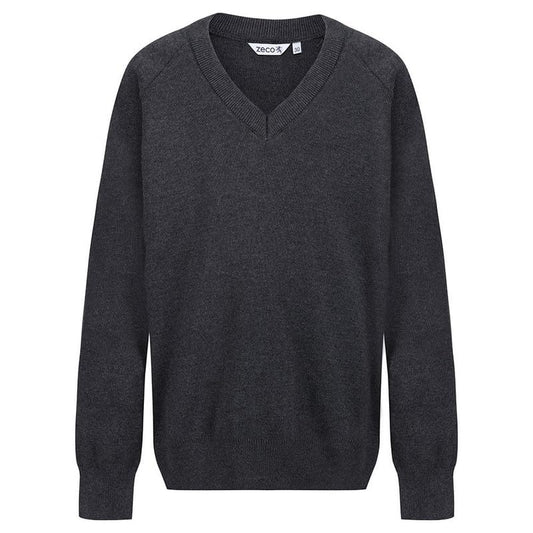 ZECO Unisex Kids Cotton Mix Knitted V Neck School Jumper (Kids: 3-13+ Years, Adults: XS to 3XL)