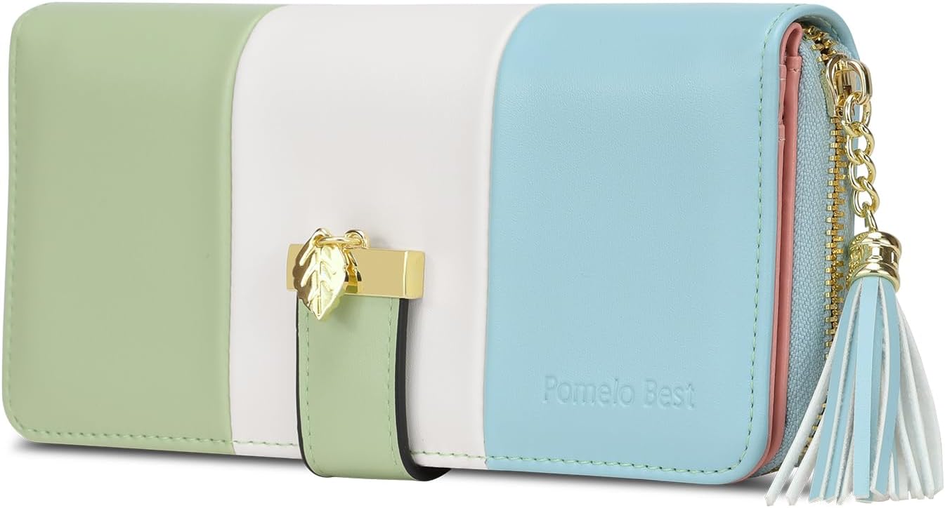 Pomelo Best Womens Wallet RFID Blocking Large Capacity Long Purse with Multiple Card Slots Zipper Phone Coin Pocket