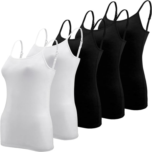 BQTQ 5 Pieces Basic Camisole Adjustable Strap Vest Top for Women and Girl