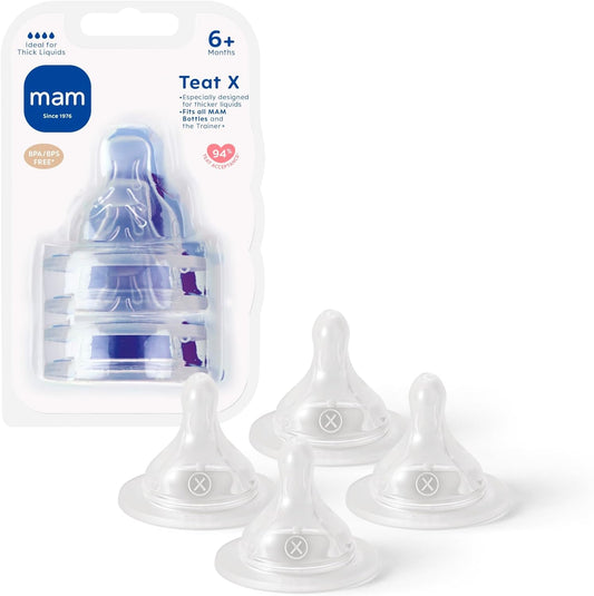 MAM Teats Size 2 | 4 Pack | Medium Flow | Fits All MAM Bottles | Suitable from 2+ Months | Made from SkinSoft Silicone | Baby Accessories for Newborn