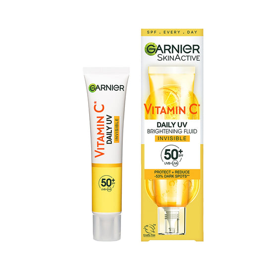 Garnier Vitamin C Daily UV SPF50+ Brightening Fluid Sheer Glow, Prevents & Corrects Sun Damages, Evens Skin Tone, Face & Neck, For All Skin Types, Cruelty-Free, Vegan, 50ml