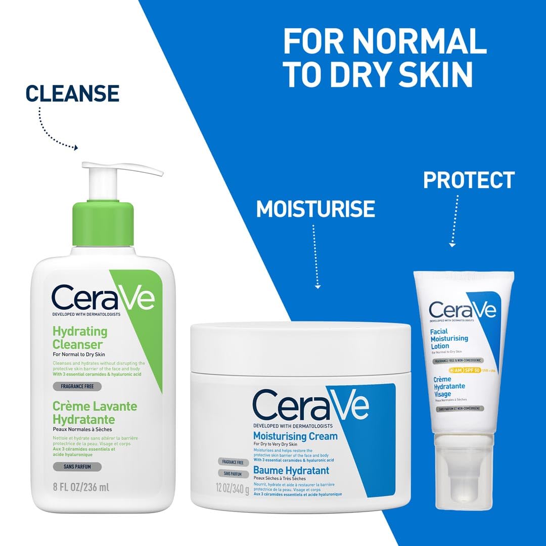 CeraVe AM Facial Moisturising Lotion Normal To Dry Skin 52ml With UV Protection And 3 Essential Ceramides