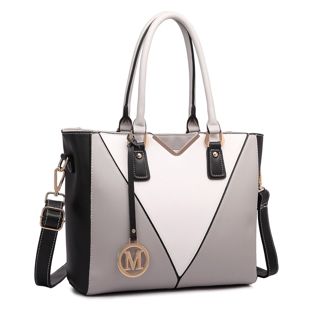 Miss Lulu Handbags for Women Look V-Shape Shoulder Handbag Lightweight Medium Tote Bag PU Leather