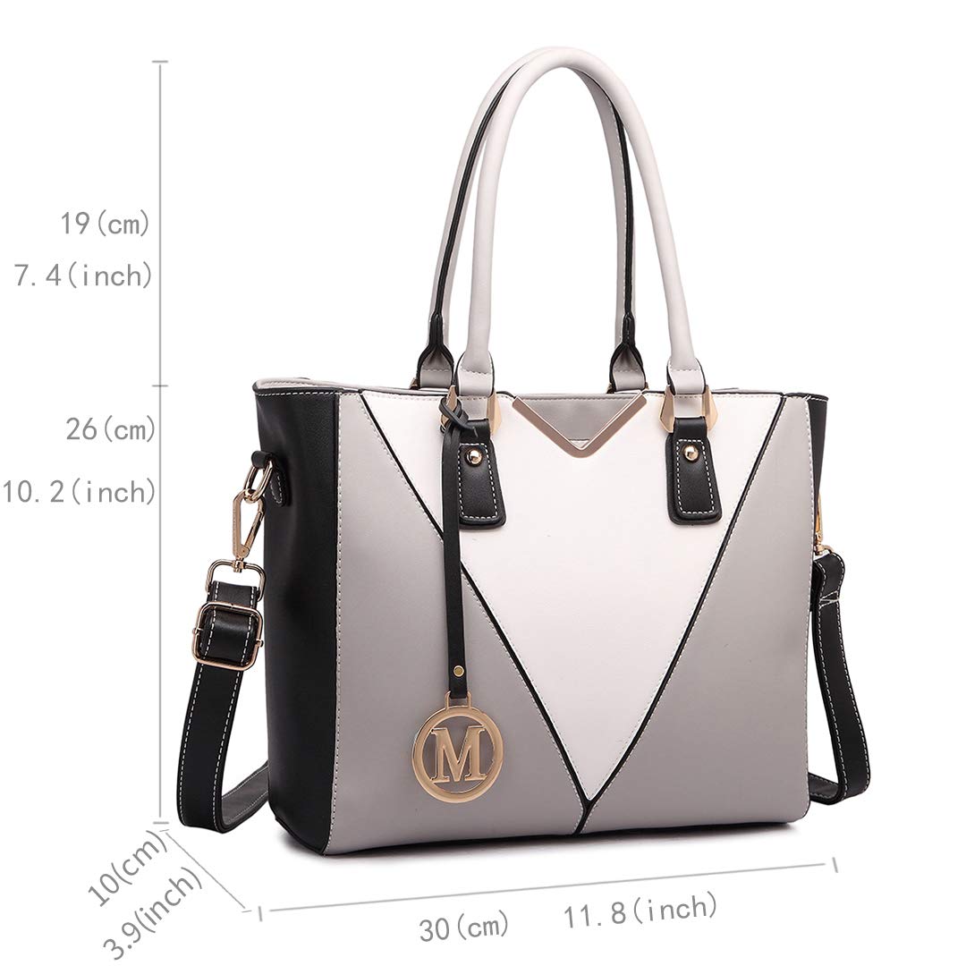 Miss Lulu Handbags for Women Look V-Shape Shoulder Handbag Lightweight Medium Tote Bag PU Leather