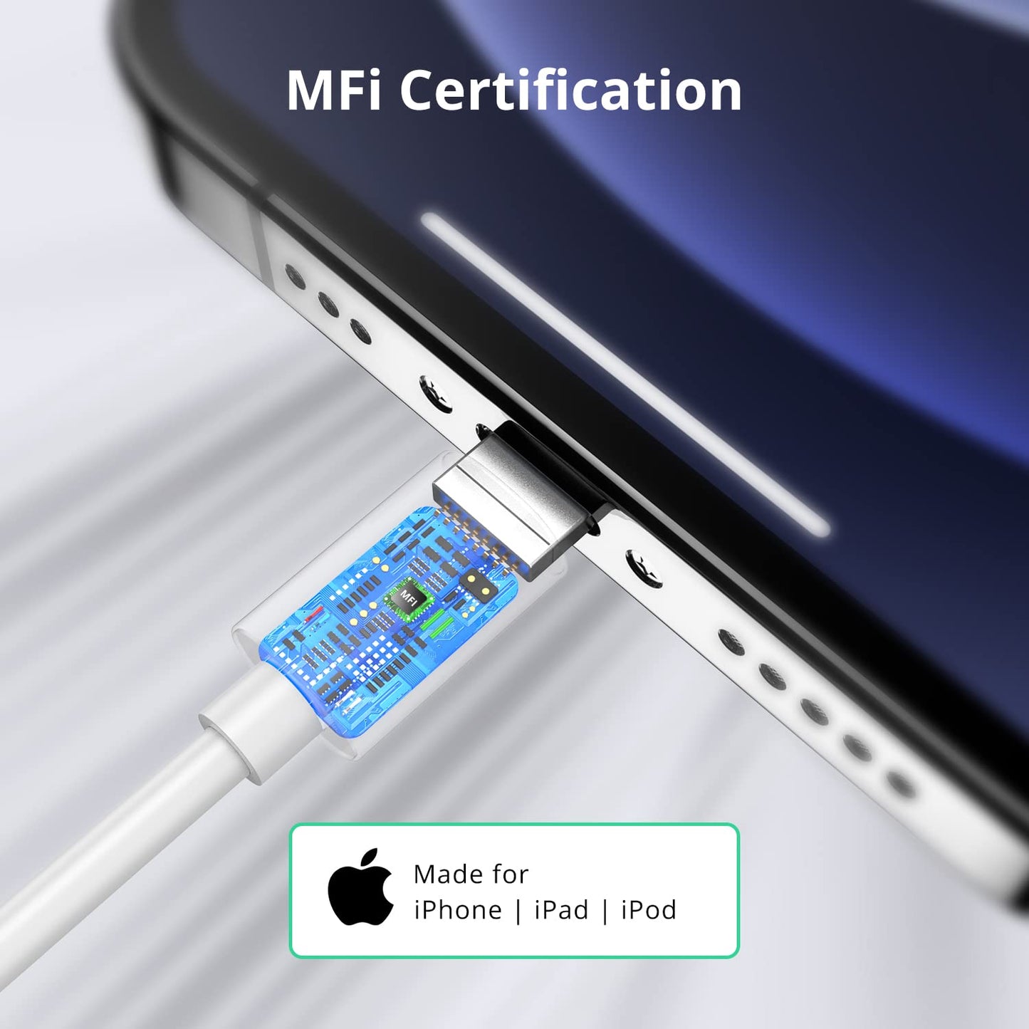 2Pack 1.8M iPhone Charger Cable [Apple MFi Certified] Lightning to USB Cable Lead 6 Foot, 2.4A Fast Charging Cable for iPhone 14 13 12 11 Pro Max XS XR X 8 7 6 Plus 5, iPad and iPod