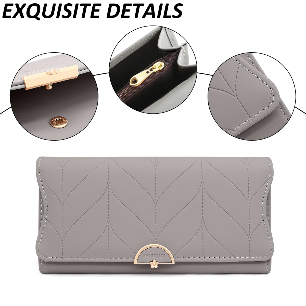 Long Purse for Women PU Leather, Large Capacity PU Leather Women's Wallet Wallet for Women with Multiple Card Slots and Coin Zipper Pocket Ladies Purse Clutch Holder Large Capacity Card Holder (Pink)