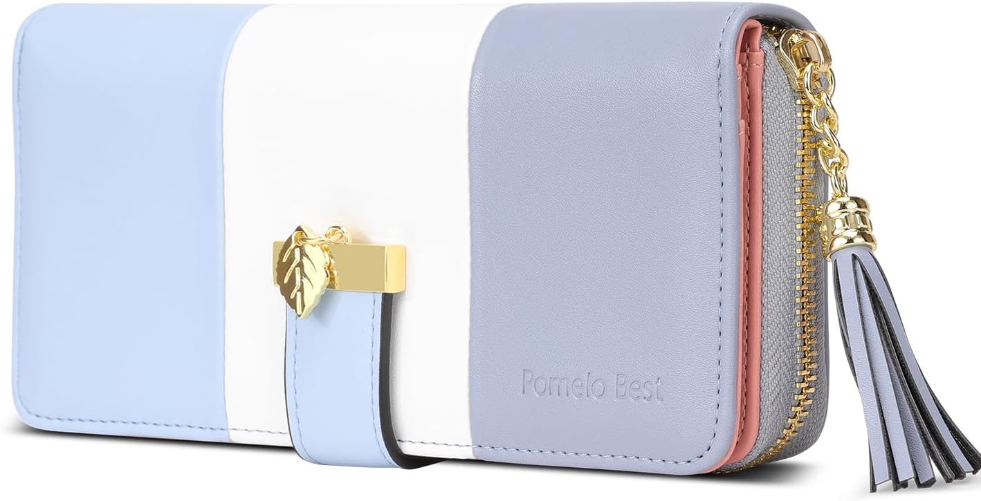 Pomelo Best Womens Wallet RFID Blocking Large Capacity Long Purse with Multiple Card Slots Zipper Phone Coin Pocket