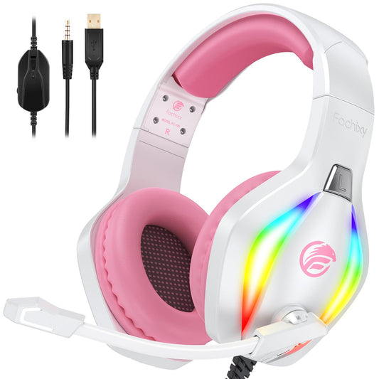 Fachixy FC100 Gaming Headset for PS4, PS5, PC, Xbox, Switch, Gamer Headset with Mic, Gaming Headphones with Microphone, Noise Cancelling Headphones with 3.5mm Jack
