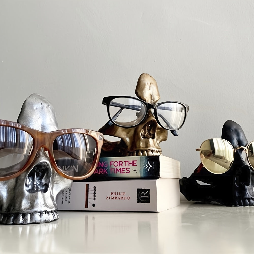 Gothic Skull Glasses Holder | Skull Statue Eyewear Stand Decor