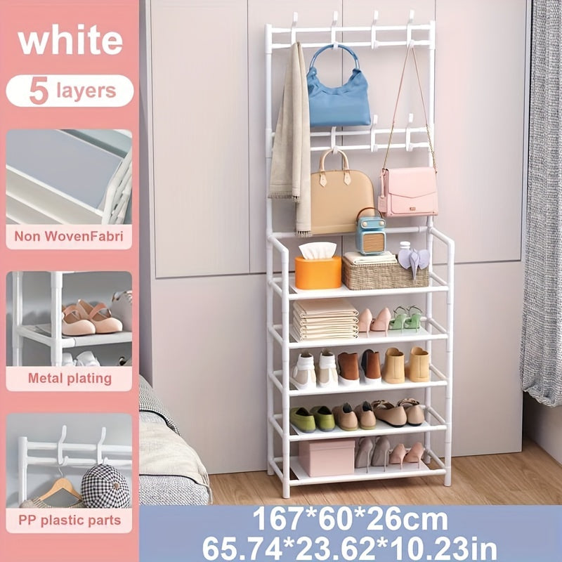 4/5 Layer Carbon Steel Coat Rack | Multipurpose Hanger & Shoe Shelf