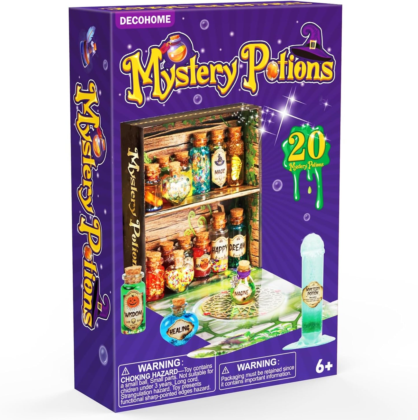 DECOHOME Mystery Potions Kit for Kids, 20 Magic Mix Wizard Potion Bottles, Craft Toys Creative Christmas Birthday Gifts for Boys & Girls Age 6 7 8 9 10+