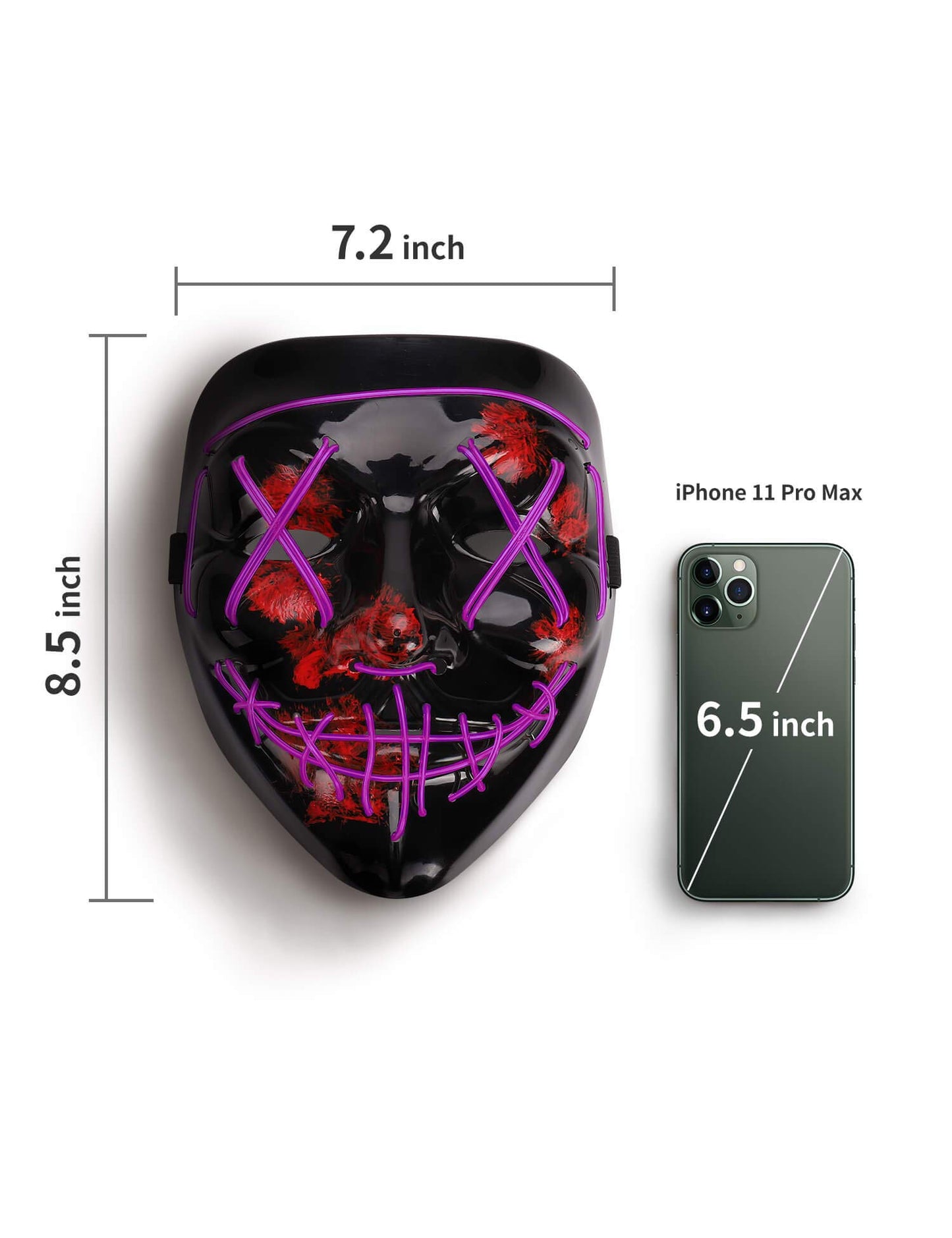 AnanBros Scary LED Halloween Mask, Light up Mask Cosplay, LED Rave Face Mask Costume 3 Lighting Modes, Halloween Face Masks for Men Women Kids