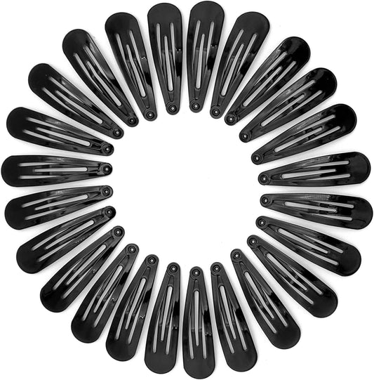 YISCOKO Hair Clips Hair Clips Women Black Hair Clips,Metal Hair Clips,2 Inch Snap Hair Clips,Snap Clips Kids Barrettes Girls' Hair Accessories(24 PCS Black)