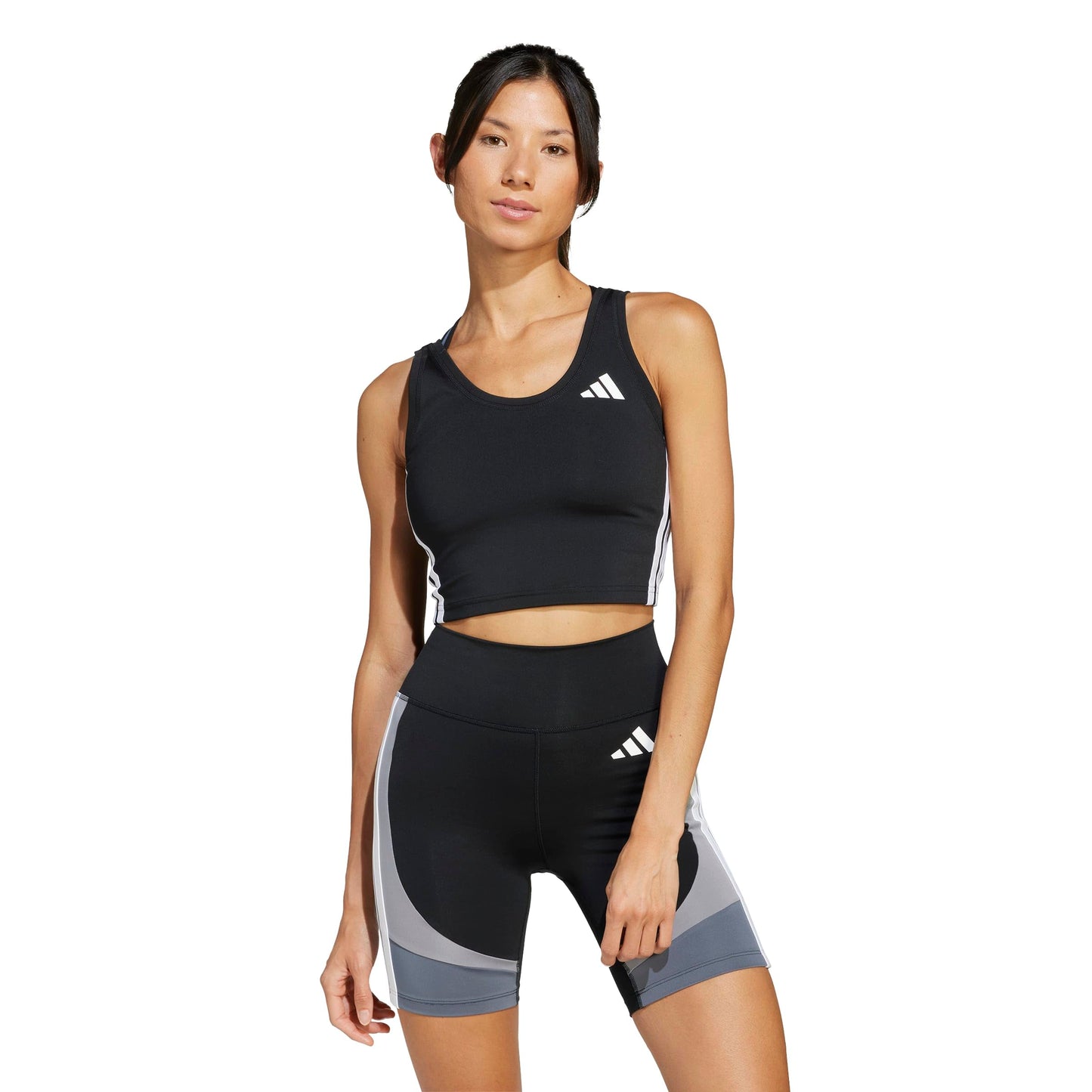 adidas Women's Train Essentials 3-Stripes Cropped Tank Top T-Shirt