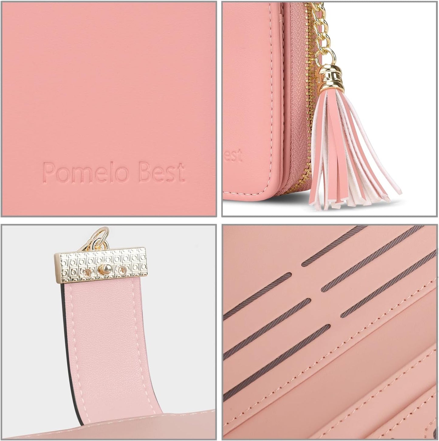 Pomelo Best Womens Wallet RFID Blocking Large Capacity Long Purse with Multiple Card Slots Zipper Phone Coin Pocket