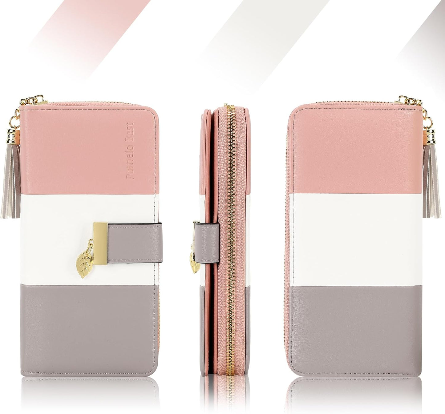 Pomelo Best Womens Wallet RFID Blocking Large Capacity Long Purse with Multiple Card Slots Zipper Phone Coin Pocket