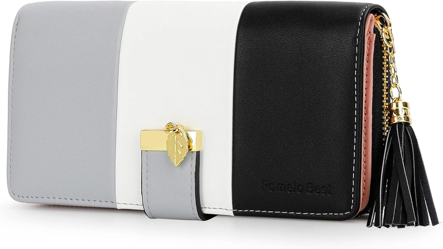 Pomelo Best Womens Wallet RFID Blocking Large Capacity Long Purse with Multiple Card Slots Zipper Phone Coin Pocket