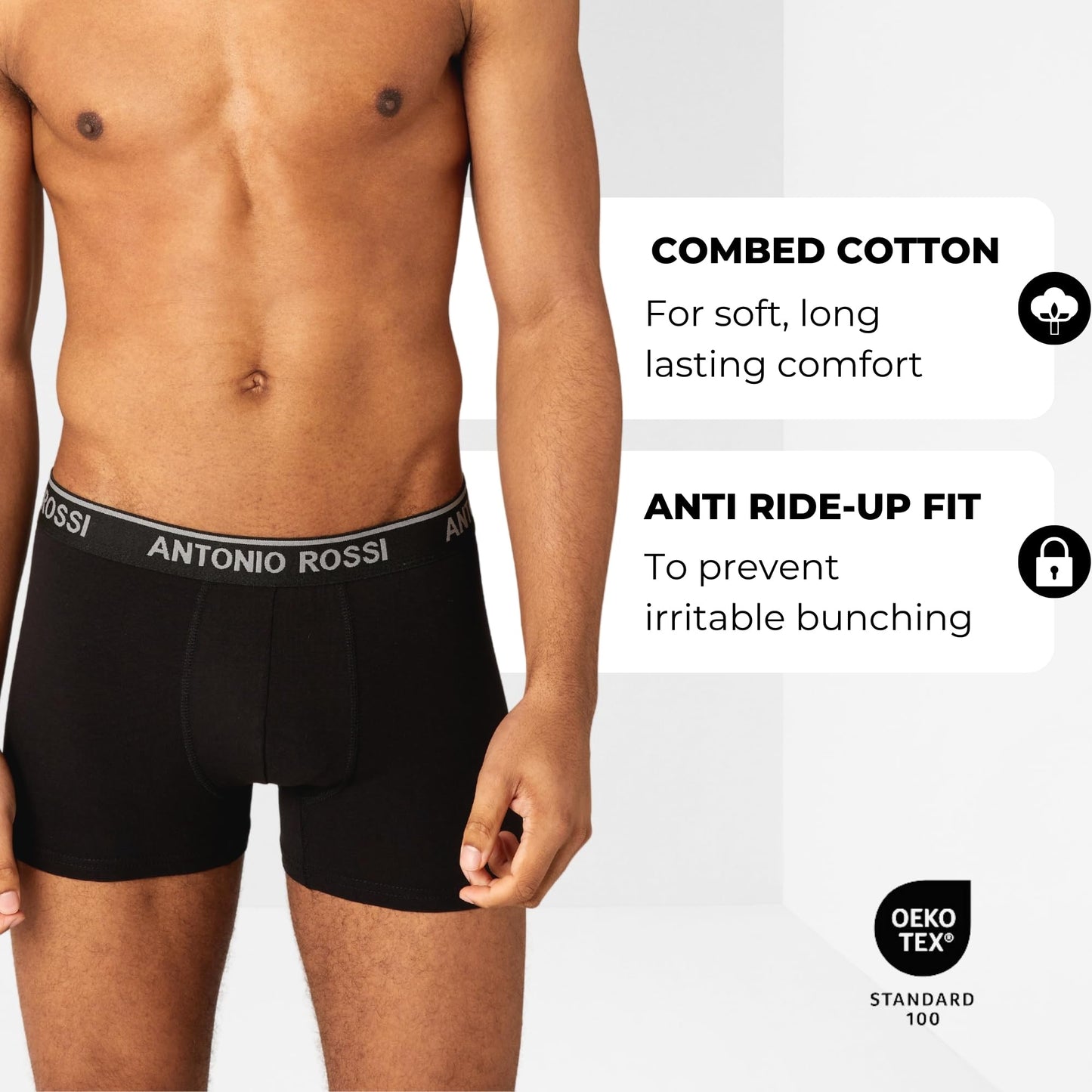 ANTONIO ROSSI (12-Pack) Men's Fitted Boxer Hipsters - Mens Boxers Shorts Multipack with Elastic Waistband - Cotton Rich, Soft and Comfortable Underwear