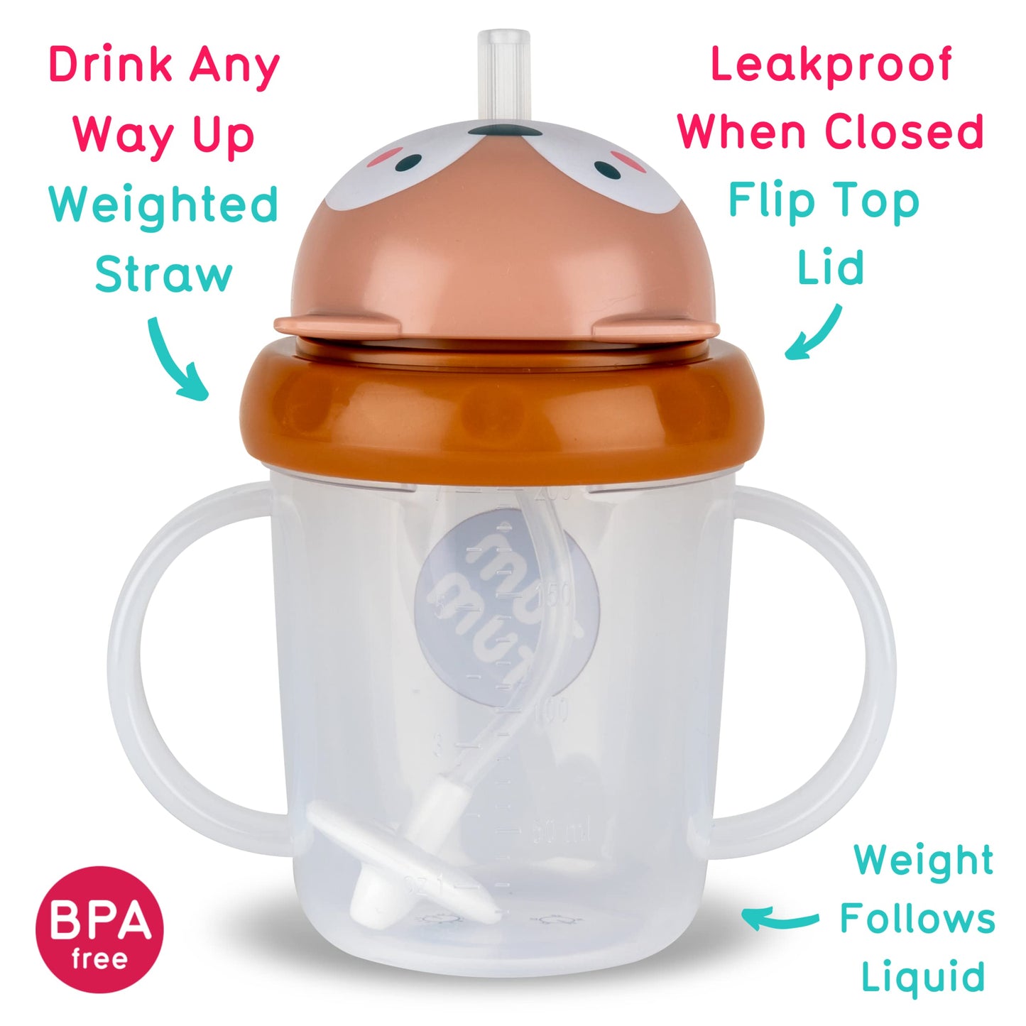 TUM TUM Tippy Up Free Flow Sippy Cup (No Valve), Sippy Cup for Toddlers, 200ml, BPA Free (Betsy Bear S3)