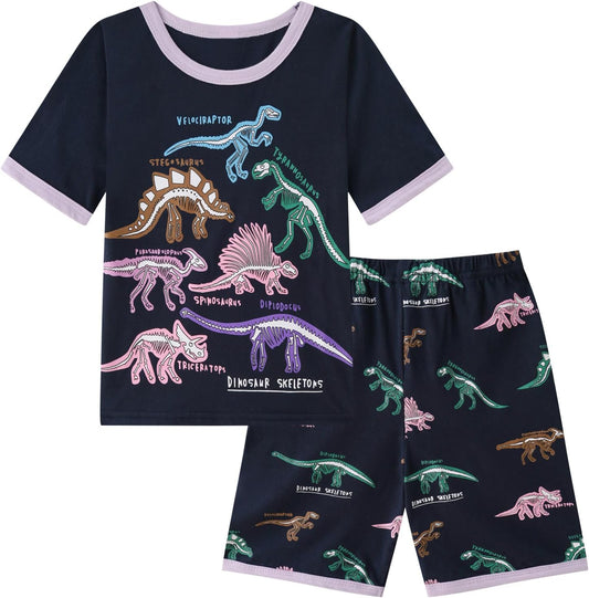 Dinopjs Girl's Pyjama Sets Cotton Dinosaur Unicorn Giraffe Pjs Kids Summer Short Pajamas for Girls 2-7 Years Children Clothes