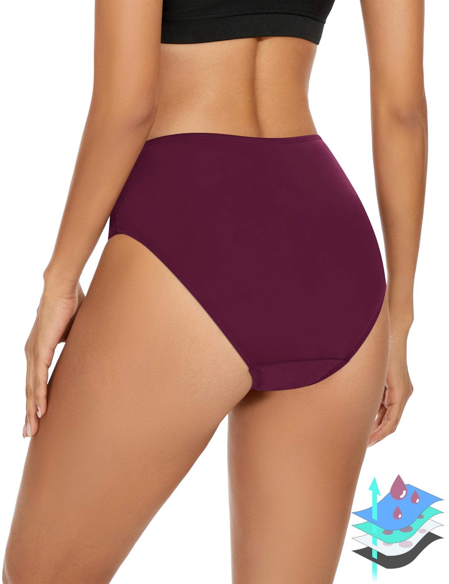 Leovqn Period Swimwear Leakproof Menstrual Bikini Waterproof Bottom UPF 50+ Swim Brief Light Flow - Teens Girls Women