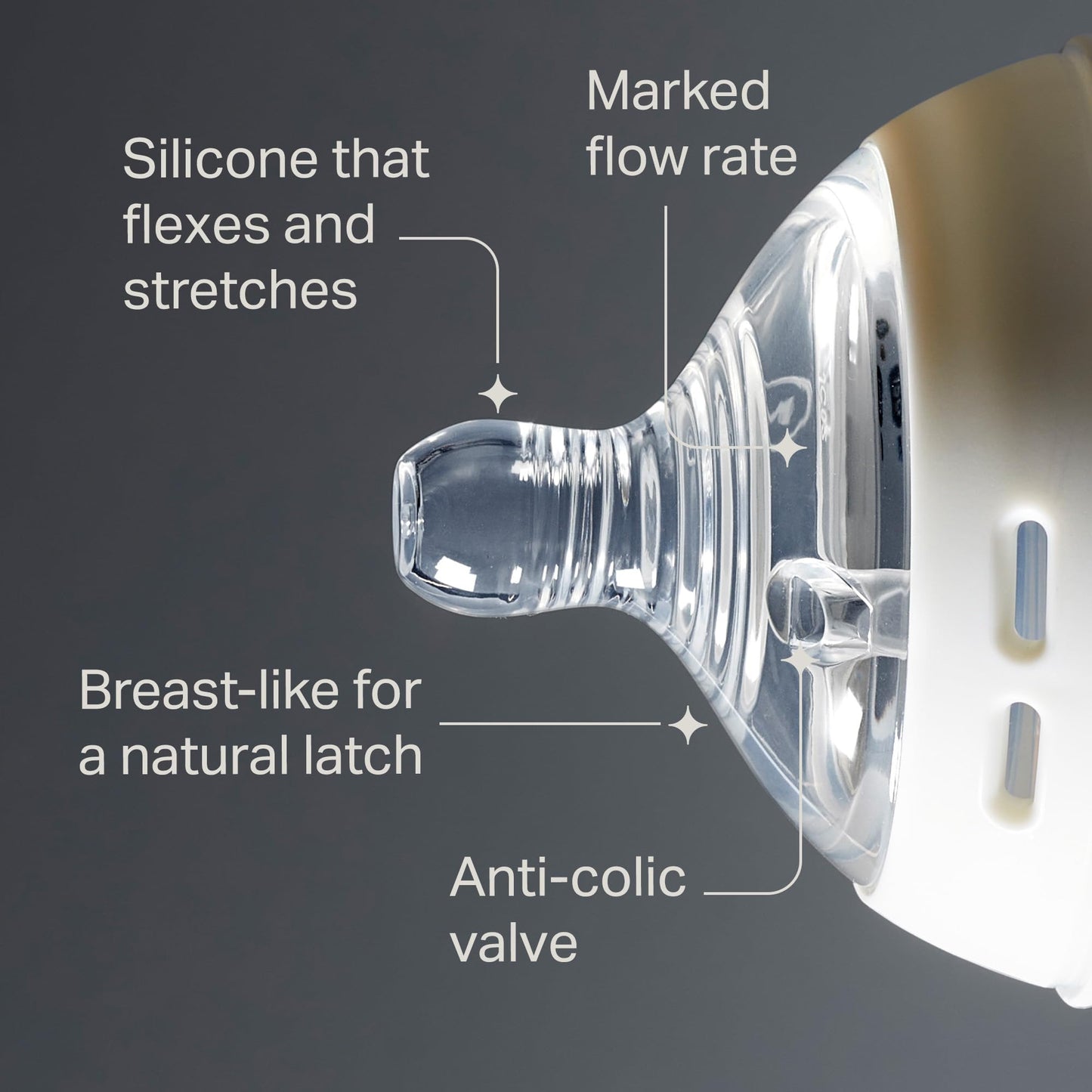 Tommee Tippee Natural Start Baby Bottle Teats, Fast Flow for 6m+, Pack of 2 Breast-Like Teats for a Natural Latch, with Anti-Colic Valve and BPA Free Soft Silicone