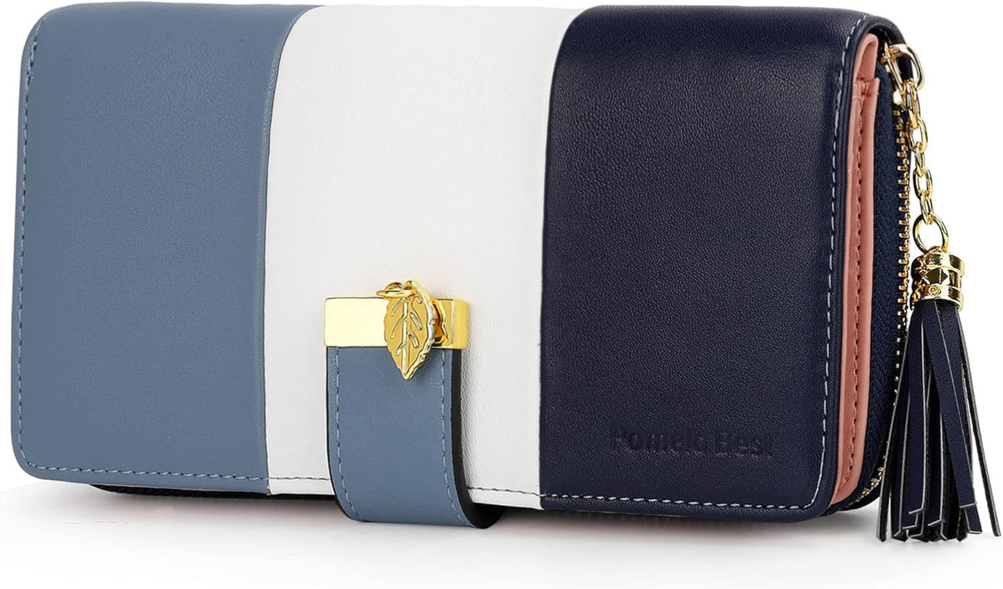 Pomelo Best Womens Wallet RFID Blocking Large Capacity Long Purse with Multiple Card Slots Zipper Phone Coin Pocket