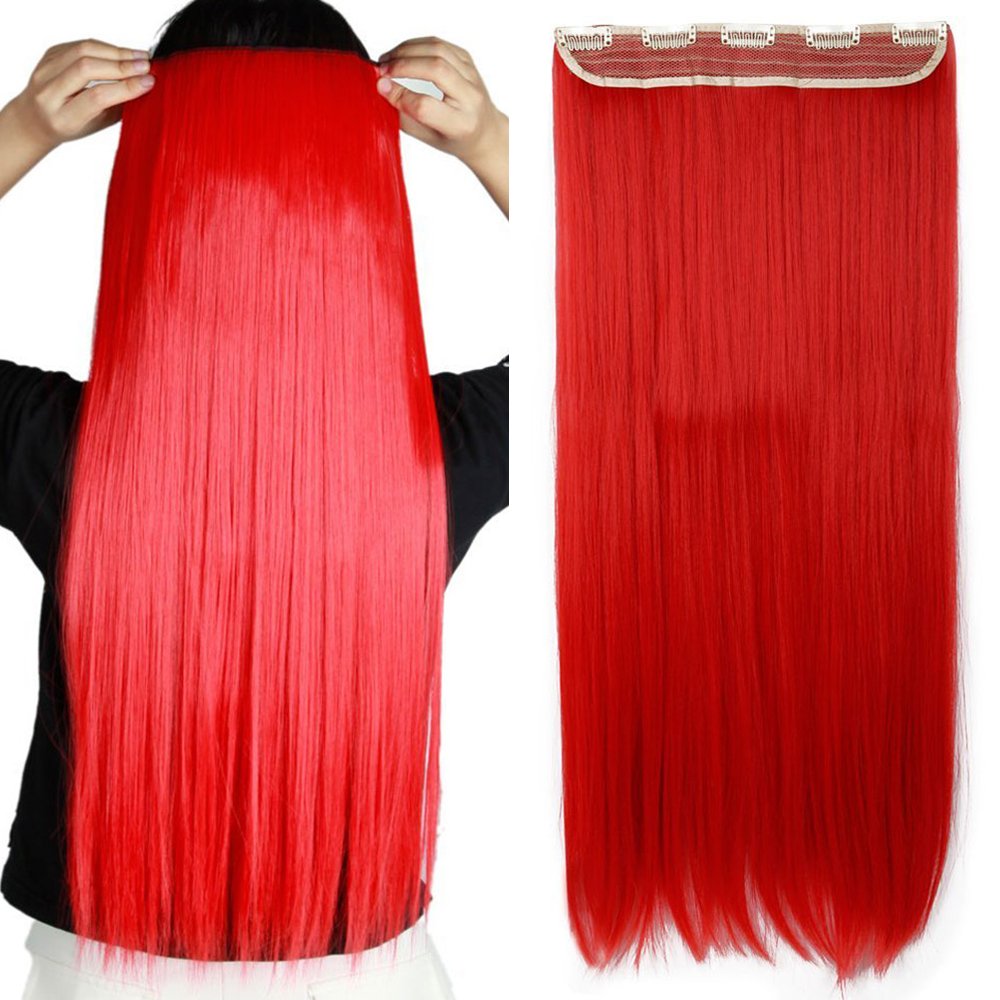24 Inch One Piece Hair Extensions Clip In Curly Hairpieces Wavy 5 Clips - Dark Brown(60cm-120g)