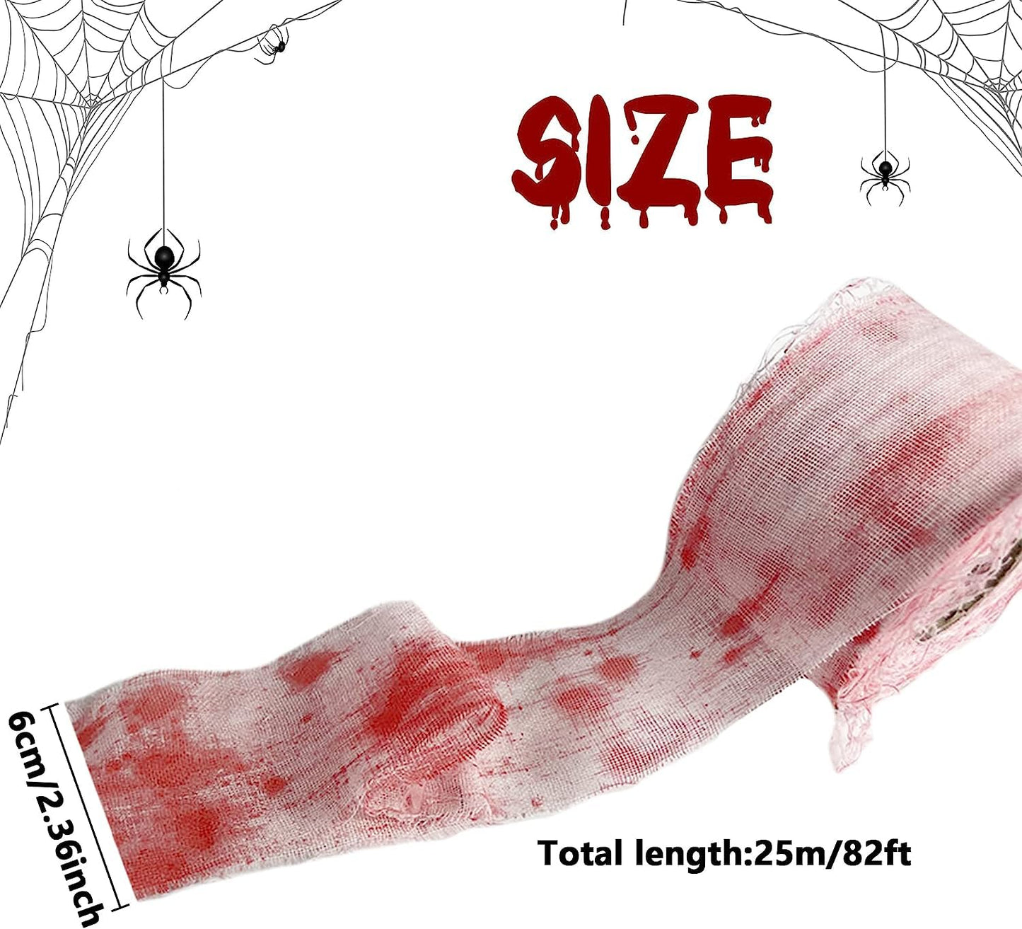 GIONAR 50M Halloween Creepy Blood Cloth - Scary Creepy Cloth with Bloody Prints- Spooky Fabric Blood Strip Drape for Halloween Doorway Curtain Costume Decor
