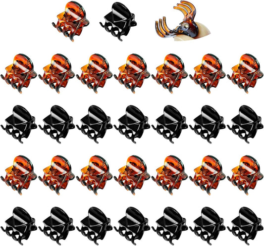 Qufiiry 30PCS Mini Hair Clips, Small Hair Clips, Mini Claw Hair Clips, Small Hair Clips for women with Storage bags, Non-slip Hair Catch for Women Girl's Hair Black and Brown