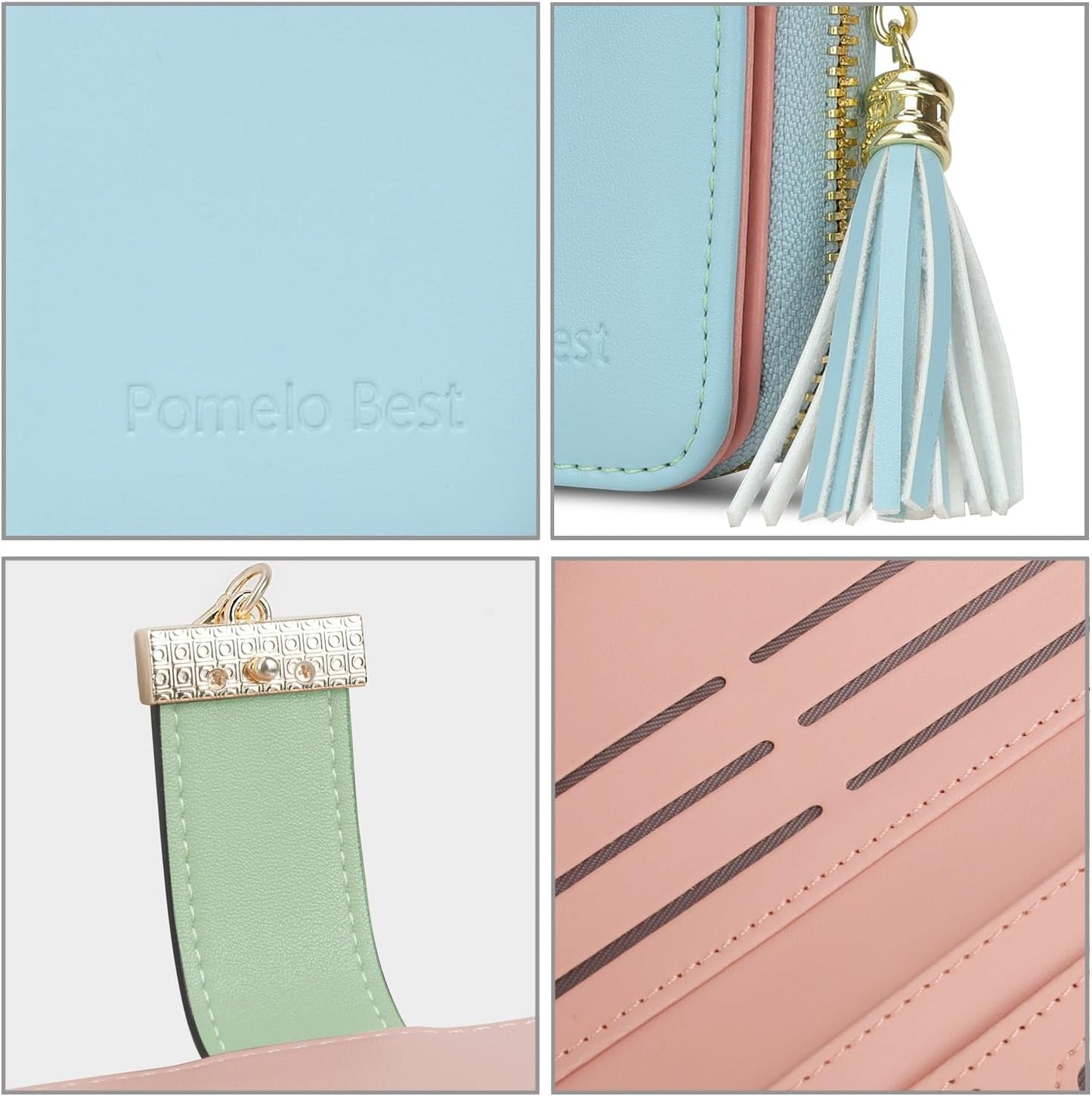 Pomelo Best Womens Wallet RFID Blocking Large Capacity Long Purse with Multiple Card Slots Zipper Phone Coin Pocket