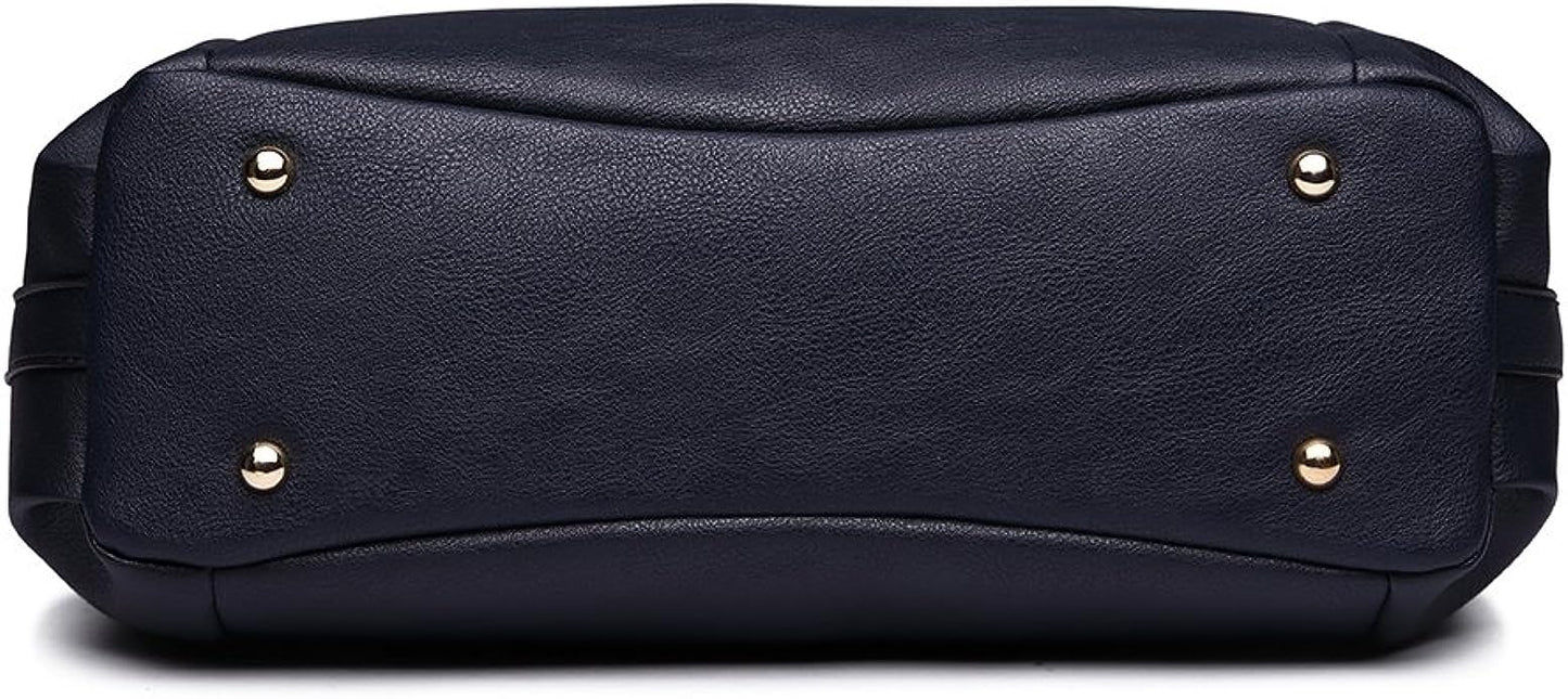 Miss Lulu Women Tote Bag, Soft PU Leather Shoulder Bag, Fashion Large Handbag for Working Ladies, Simple Elegant for Office Travel School Library Shopping